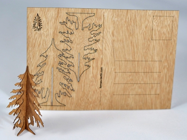 Postkarte aus echtem Holz: Tanne
